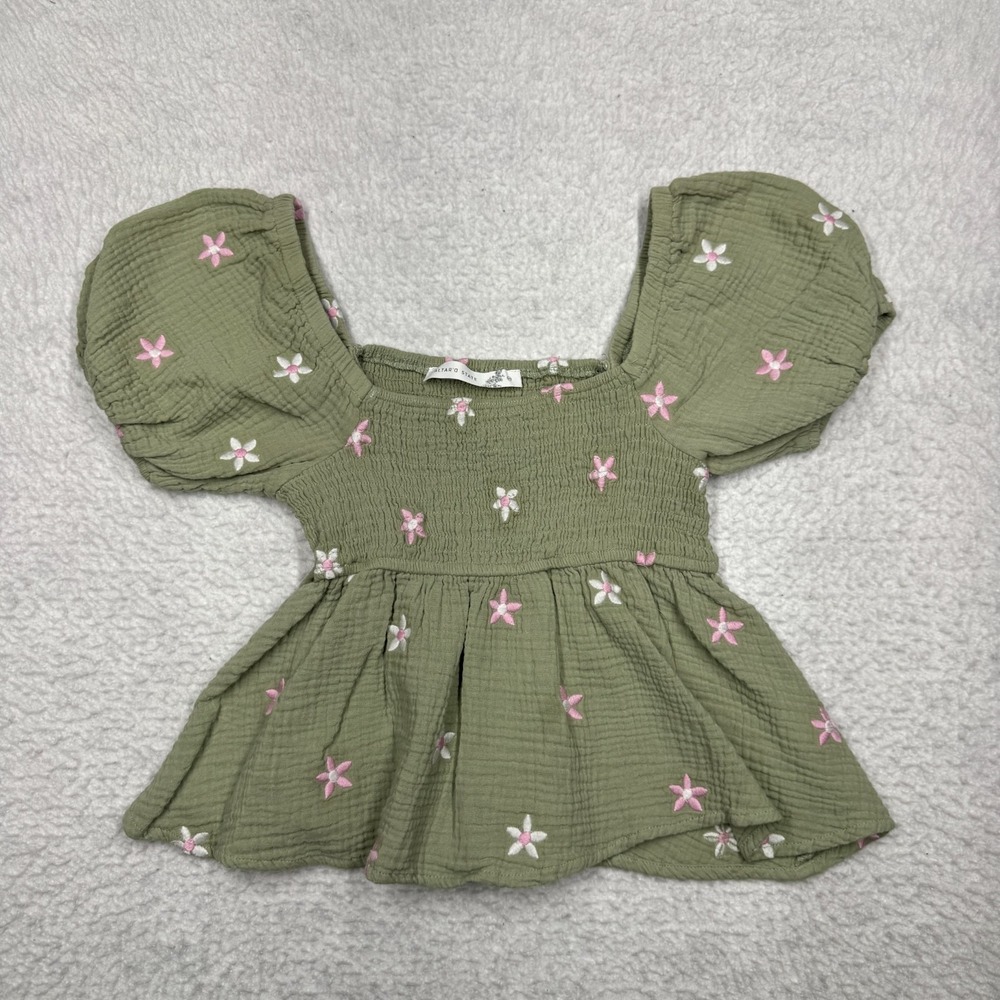 Altar'd‎ State Floral Puff Sleeve Top Shirt Cottagecore Peplum Green Women's XS